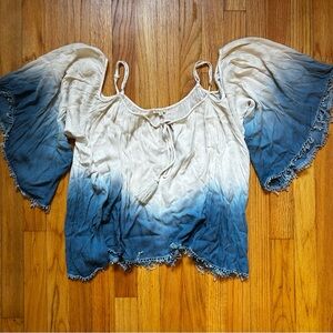 Blue and Cream Boho Top